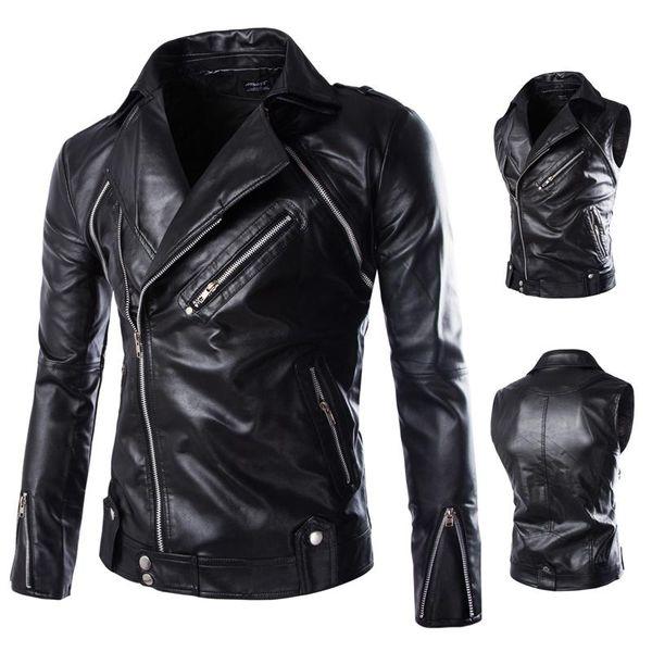 

men's fur & faux good quality slim motorcycle jackets fashion male streetwear leather suede outwear coats jaqueta clothing, Black