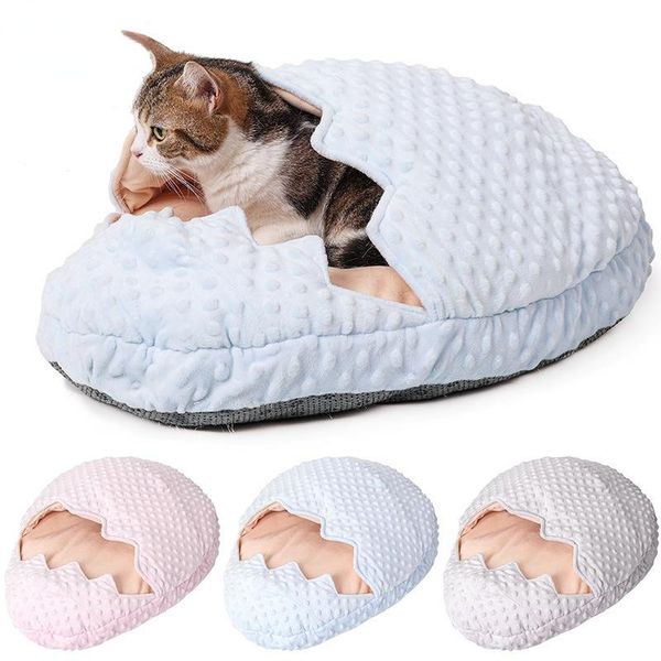 

cat beds & furniture cute broken shell design pet nest to keep warm in autumn winter small medium-sized skin-friendly short plush mat