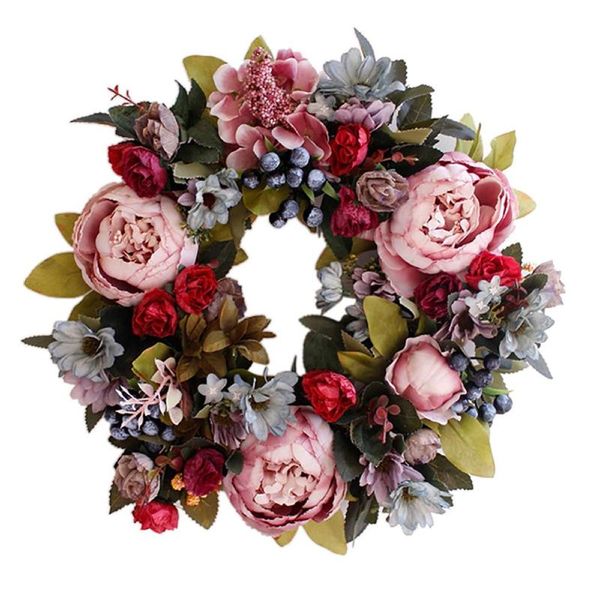 

35cm door wreath large garland artificial peony flower wall hanging front wreaths home decoration farmhouse decor decorative flowers &