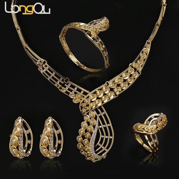 

earrings & necklace 2022 quality fashion african jewelry suit dubai clothing big necklaces wedding accessories, Silver