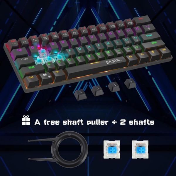 

keyboards 61key mechanical keyboard gamer game type-c wired led backlit axis e-sports gaming mini for pc desklaptop