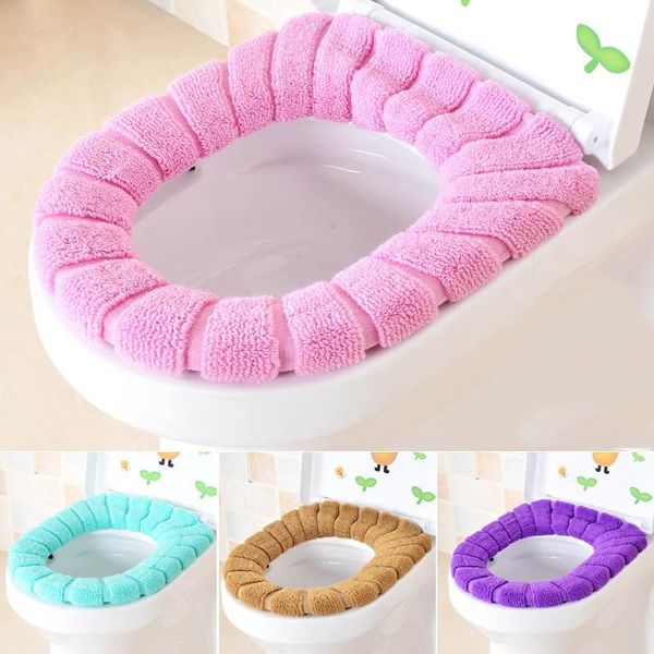 

toilet seat covers 1pcs pumpkin pattern cover cushion o-shape warm plush mat thick knitted bath accessories