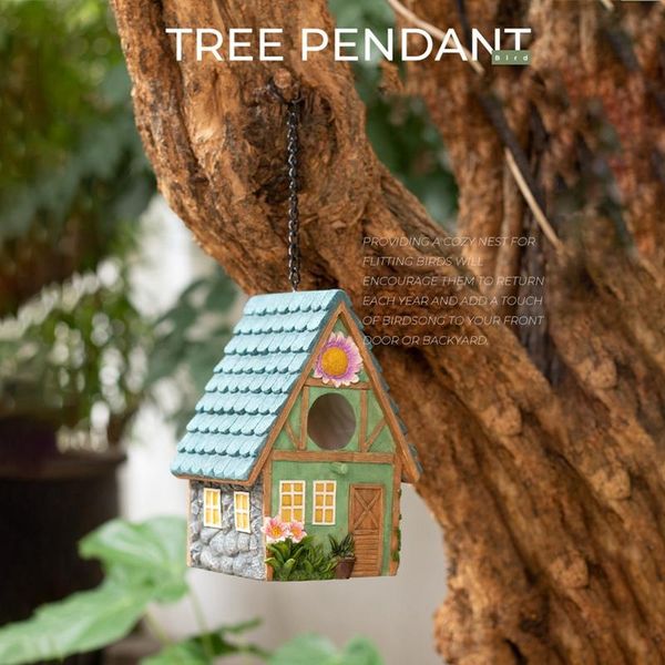 

bird cages resin hand-painted ing colourful birdhouse garden country cottages house outdoor decorative nesting box for small birds