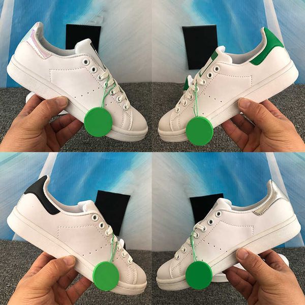 

stan smith men casual shoes iridescent white green pink lush red metallic silver fashion mens women sneakers trainers us 5-11, Black
