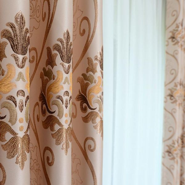 

american colorful high-precision yarn-dyed jacquard blackout coffee color curtains for living room bedroom study curtain custom & drapes