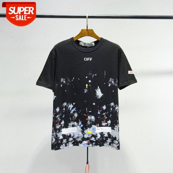 

brand splash ink graffiti arrow round neck pullover short sleeve #hi0a, White;black