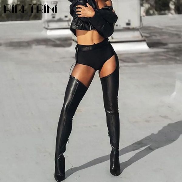 

boots ribetrini ins fashion ladies solid black thigh high shoes street wild over the knee women heels