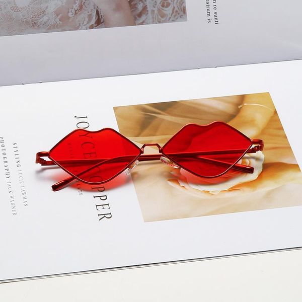 

sunglasses red lips women vintage metal sun galsses designer party sunglass ladies shades uv400 eyewear, White;black