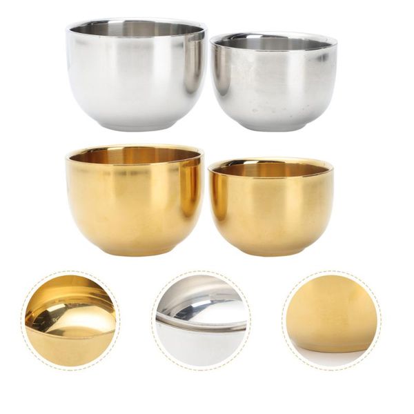 

mugs 4pcs stainless steel cups double layer coffee heat insulation water