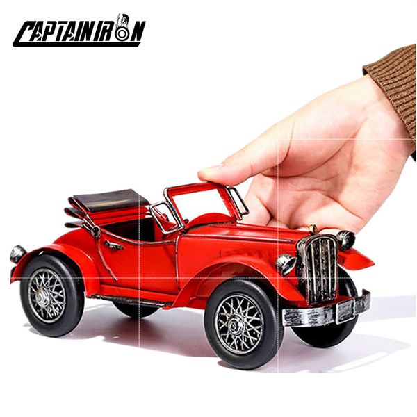 CAPTAINIRON Classic Cars Model Iron Retro Car Figurine American Italy German Car Ornament Artigianato in metallo Vintage Home Decor Regali 210318