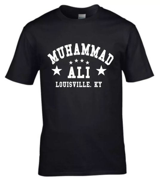 

muhammad ali boxing icon cassius clay training gym mens t-shirt, White;black