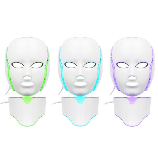 

7 led lights pn therapy pdt skin rejuvenation beauty machine facial neck mask with microcurrent for face whitening