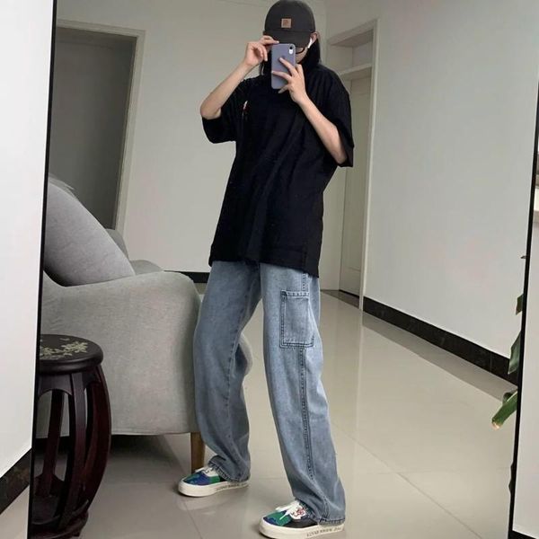 

straight jeans for men and women in spring summer women's, Blue