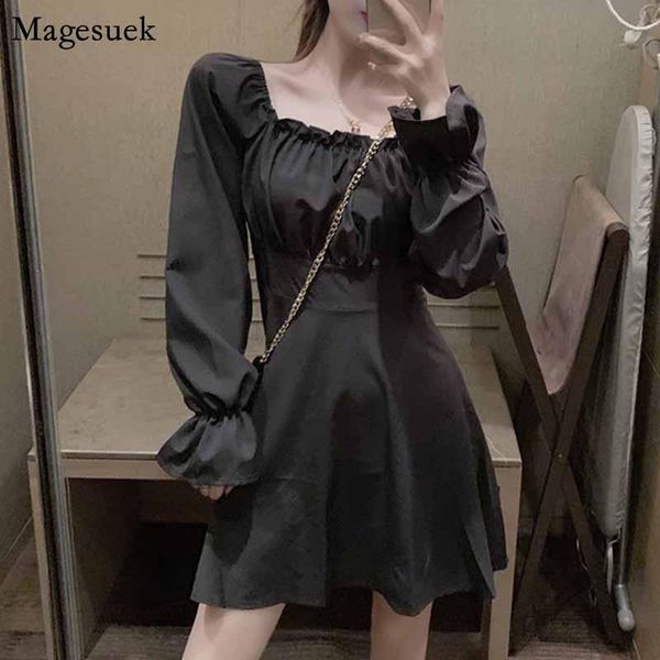 

casual dresses 2021 square collar bodycon party mini dress black bandage long sleeve nightclub for women vestidos 12049, Black;gray