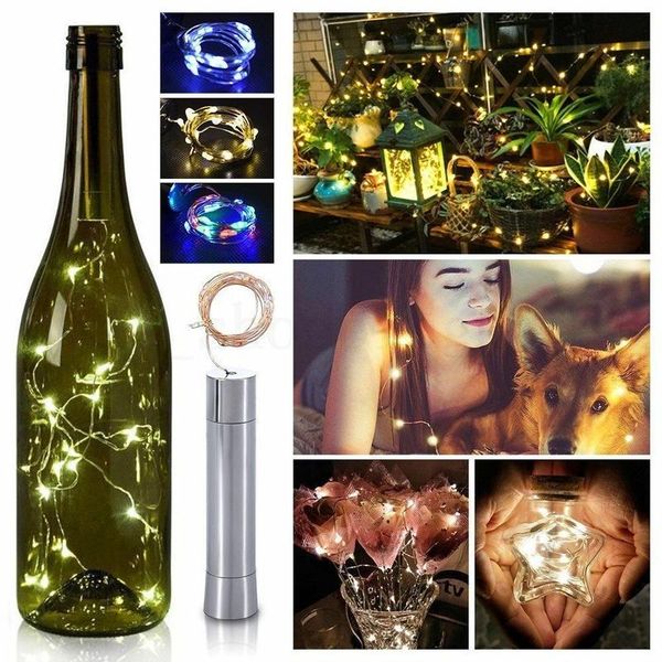 

strings string lights silver led wine bottle battery powered cork shape glass ser lamp christmas home garlands decor