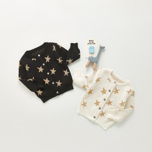 

pullover knitted 2021 toddler boys and girls long-sleeved coats printed stars cute cardigan spring autumn baby clothes, Blue