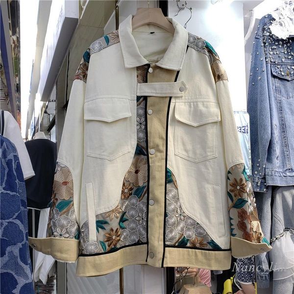 

women's jackets embroidery jacket for women 2021 autumn korean style loose boyfriend student all-matching work clothes coat, Black;brown