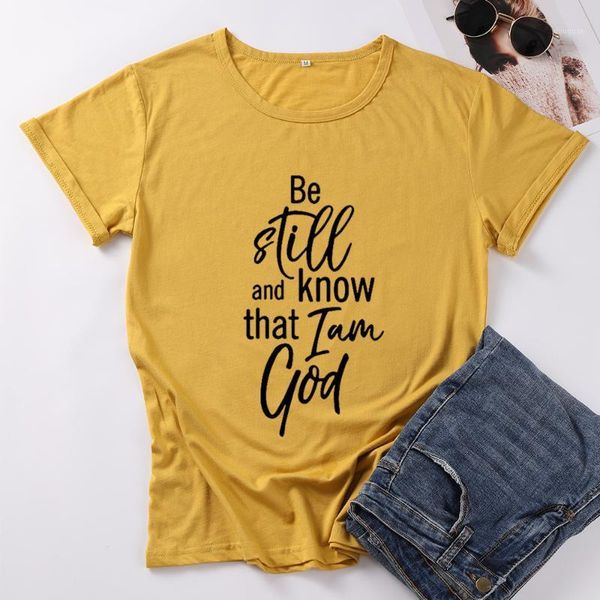 

women's t-shirt be still and know that i am god slogan women tshirt christian harajuku female clothing cotton shirt o neck short sleeve, White