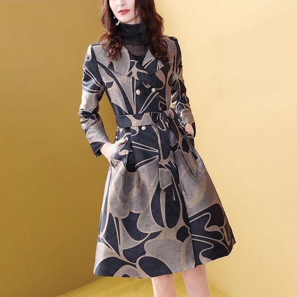 

women's wool & blends mid-length beautiful dress autumn and winter wide lady windbreaker, Black