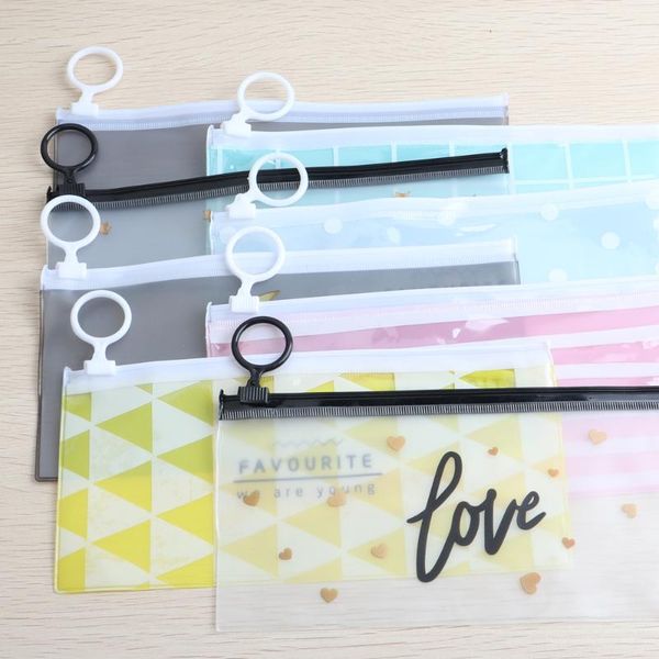 

pencil bags 5pcs transparent letter cases simple pull ring design office student bag school supplies pen box stationery