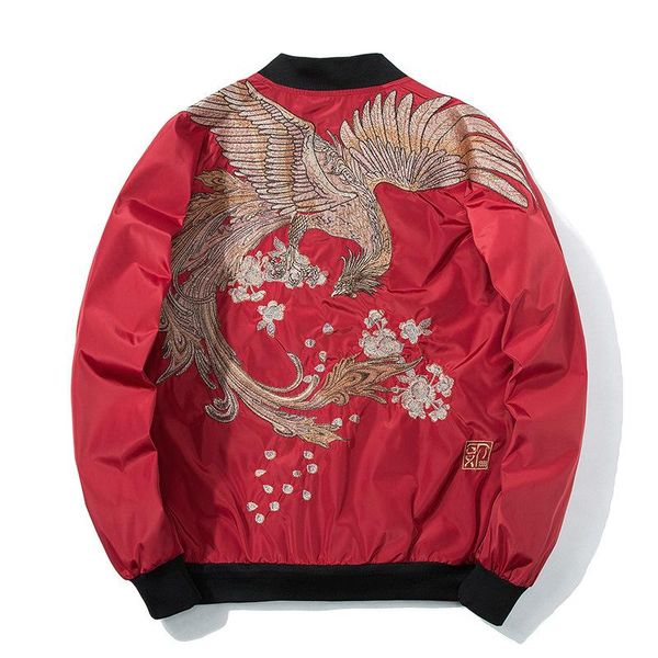 

men's jackets phoenix embroidery jacket coat plus casual outwear hip hop bomber xs-xxx women men spring yokosuka high street, Black;brown