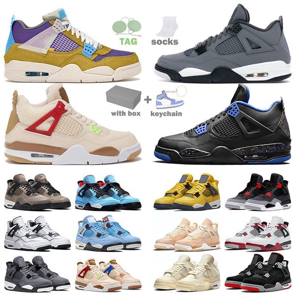 

[with box]basketball shoes 4s men women 4 wild things red thunder lightning university blue black cat pure money bred sail toro bravo mens t