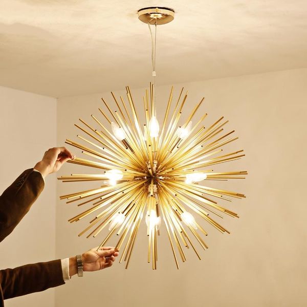 

pendant lamps post-modern gold lights design living room bedroom iron indoor lighting fixture creative hanging home decor