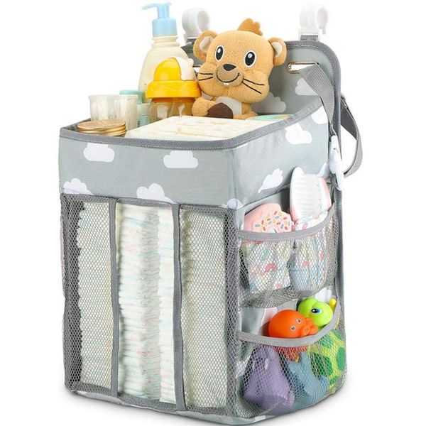 

hanging foldable baby bed organizer nursing storage bag holder diaper stacker portable dual layer gift multi function home boxes & bins