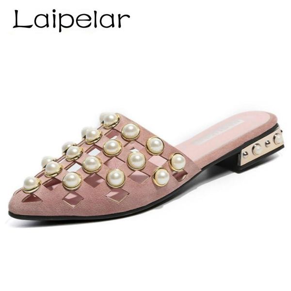 

summer ladies casual shoes fashion 2021 hollow mules outside slippers low heels female footwear slides women laipelar, Black