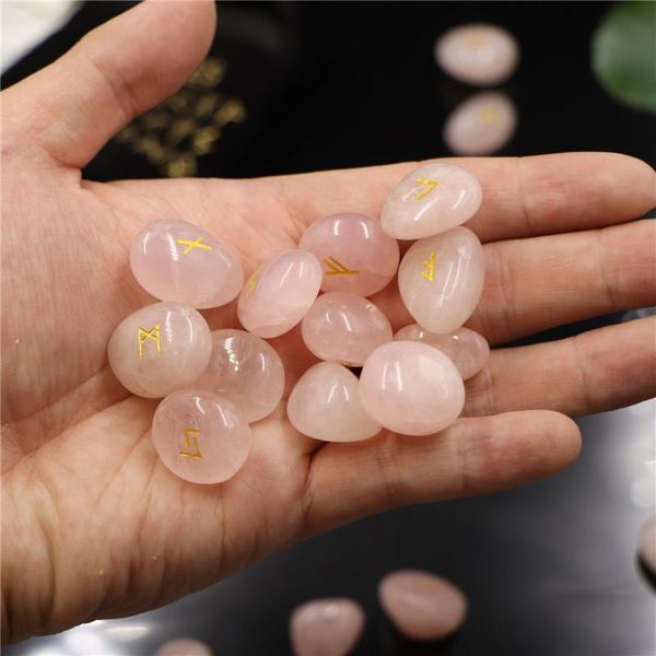 

decorative objects & figurines 25pcs natural rose quartz crystal runes stones irregular divination agate rune fortune-telling reiki healing
