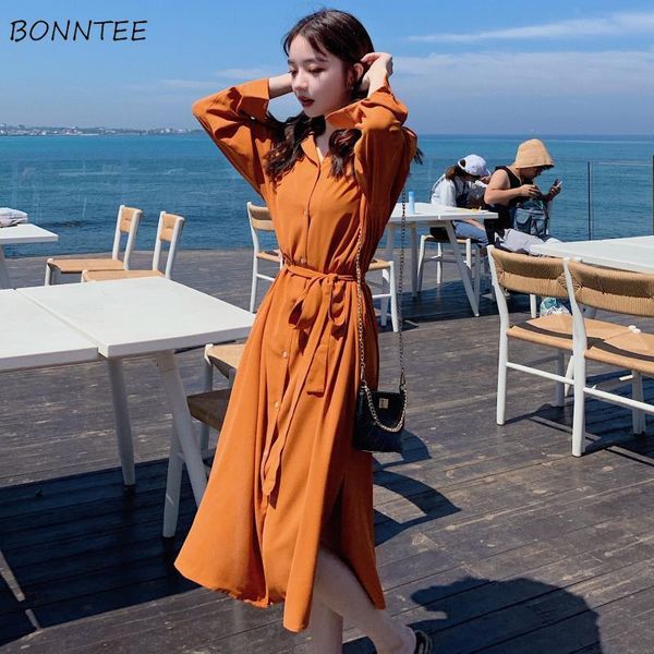 

casual dresses dress women long sleeves sashes temperament holiday midi maxi fashion leisure french female clothing chic high waist retro so, Black;gray