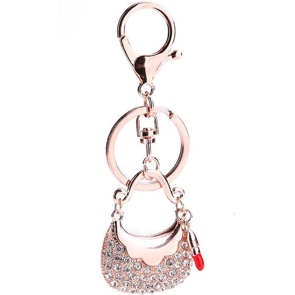 

souvenirs pendant diamond inlaid bag lipstick metal key chain creative car fashion trend