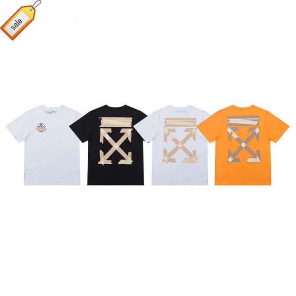 

sleeve 2021 new off short t-shirt white men's and women's tape base arrstyle round neck loose, White;black