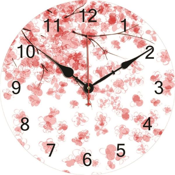 

inch wall clock arabic numerals design beautiful pink floral round for living room bathroom home decorative clocks