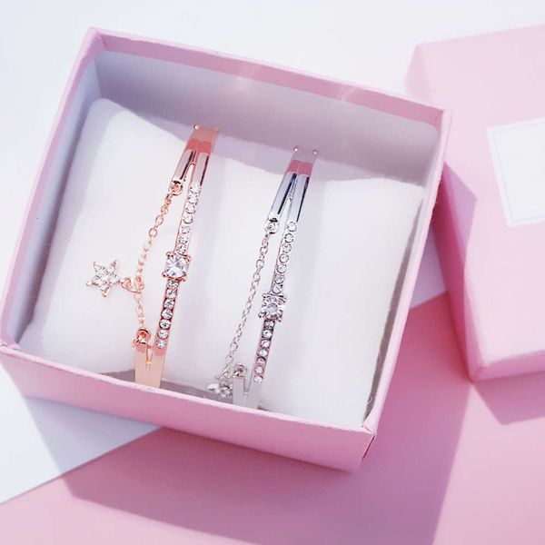 

hand catenary korean student bracelet simple and versatile star fresh girl love girlfriends bracelet jewelry gift, Golden;silver