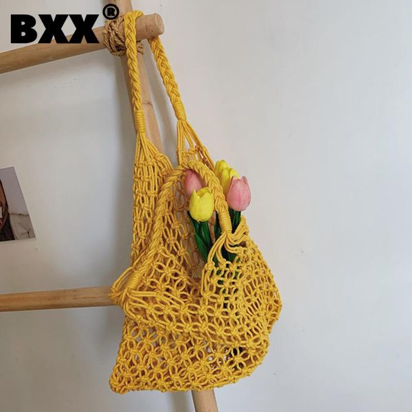 

cross body [bxx] vintage straw weave hollow out bags for women 2021 summer shoulder bag trending luxury beach travel hand hs729