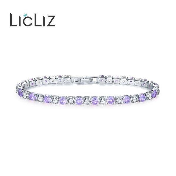 

licliz fashion clear purple zircon crystal tennis bracelets for women crystals white gold color box chain jewelry lub0097f link,, Black