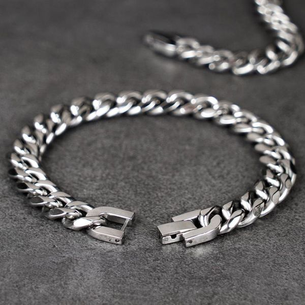 

link, chain hiphop stainless steel bracelet for men unisex, Black