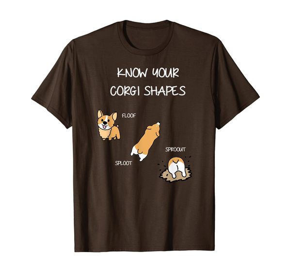

corgi dog - cute funny know your corgi shapes t-shirt, White;black