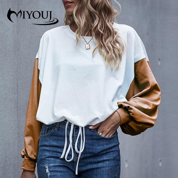 

women's hoodies & sweatshirts miyouj printed sweatshirt casual loose women 's clothes patchwork all-match fashion 2021 oversized, Black