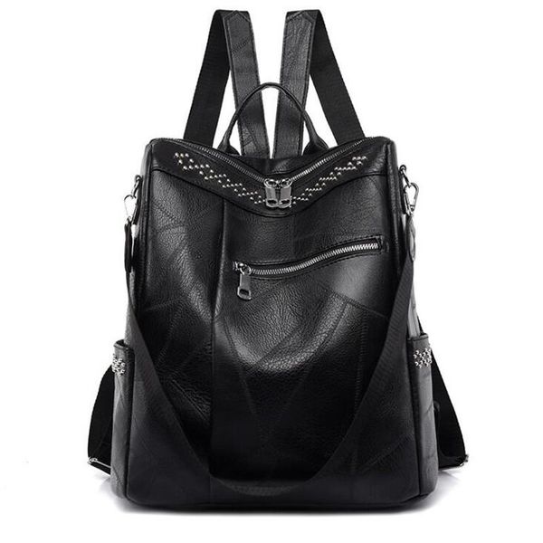 

backpack women 's 2021 winter fashion wild luxury quality soft pu leather leisure travel large capacity 4 color bag purse