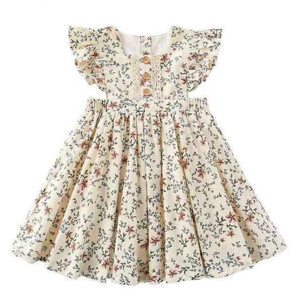 

summer girls' dress baby cute flower pleated sleeveless party princess children's toddler kids girls clothing 210625, Red;yellow
