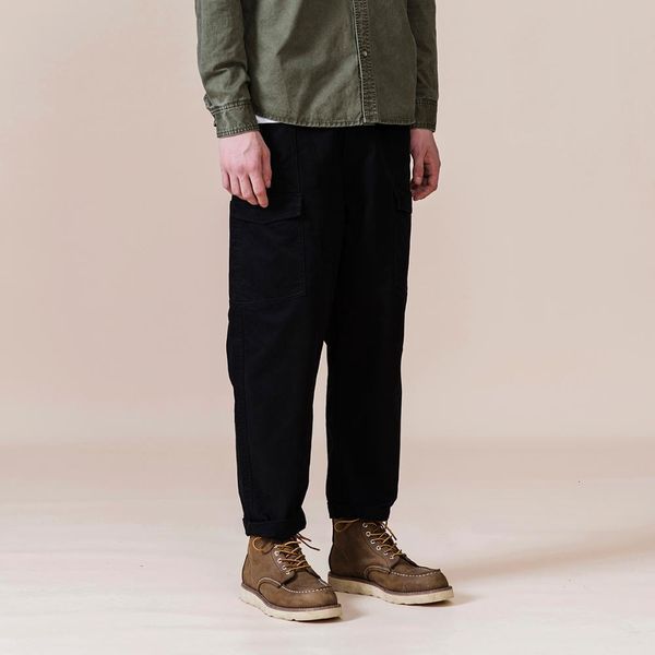 

spring winter loose tapered cargo pants men ankle-length hip hop streetwear brand clothing hol8, Black
