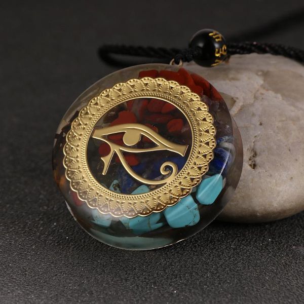 

pendant necklaces orgonite necklace men women gold eye colorful chakra stone round energy orgone reiki healing jewelry, Silver