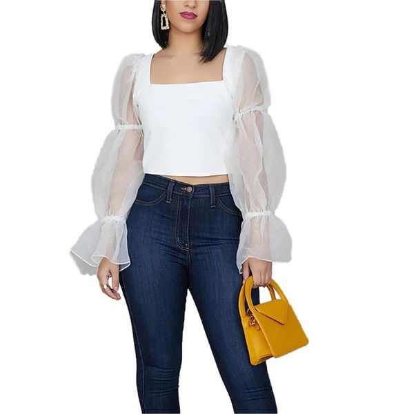 

elegant women puff sleeve bodycon dress lady solid mini fashion female mesh sheer square neck slim casual dresses, Black;gray
