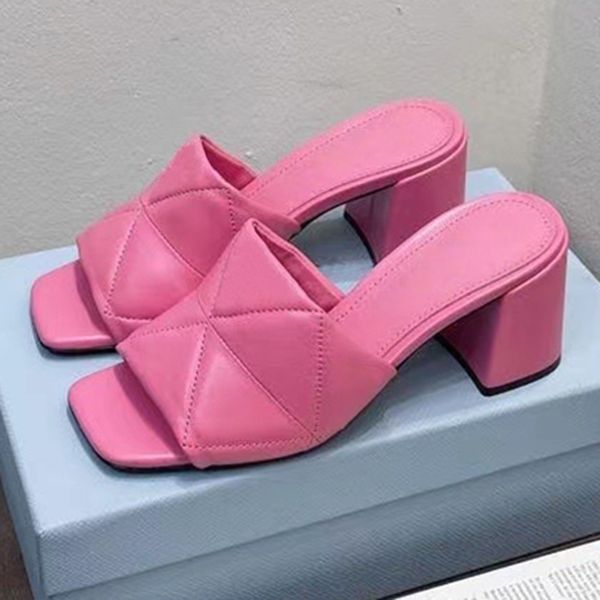 

70% off wholesale sandals flip-flops new summer open toe thick high heel slippers women luxury sheepskin sewing design sandalias comfortable, Black