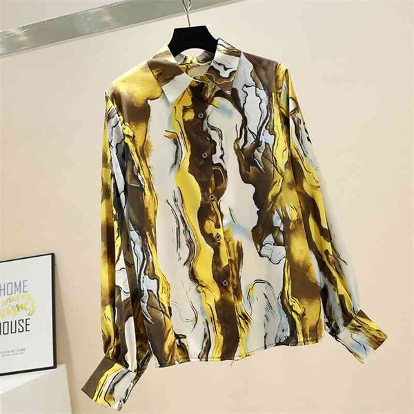 

women's blouses & shirts graffiti tie dye s and long sleeve shirt spring summer 2021 fashion blusas elegantes kdp7, White