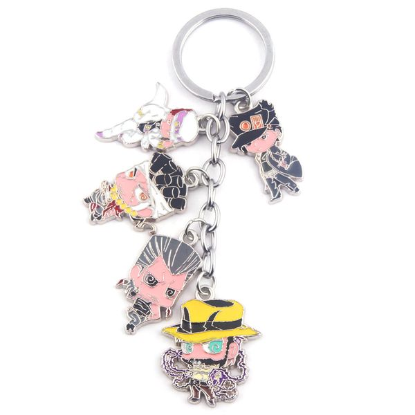 

jojos bizarre adventure kujo jotaro jan pierre polnareff muhammad avdol joseph joestar cartoon alloy enamel keychain key chain, Silver