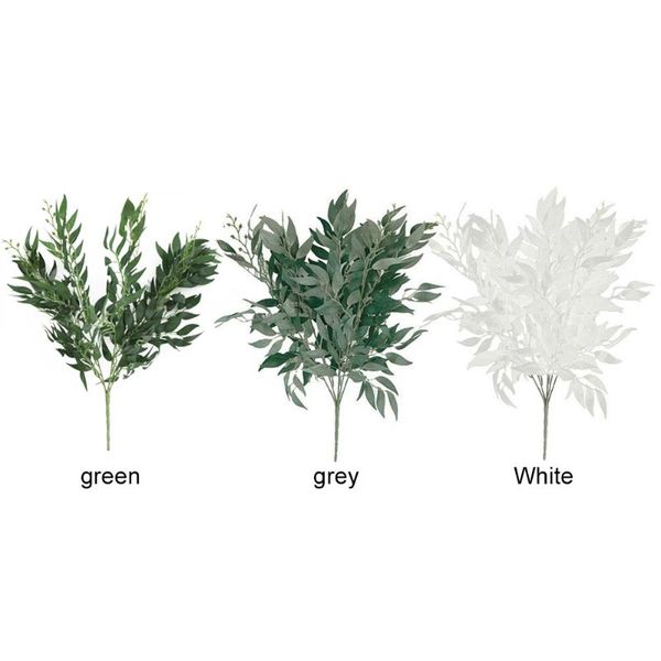

artifical willow twig po props 5 branch simulation osier party white flower green vine grass plant wedding bouquet vase decor decorative flo