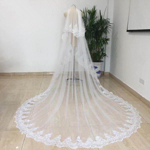 

bridal veils 2 layer cathedral wedding veil 3m long lace with comb, Black
